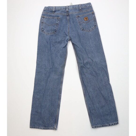 Vintage Y2K Carhartt Mens 36x32 Distressed Traditional Fit Denim Jeans Blue - Picture 9 of 13